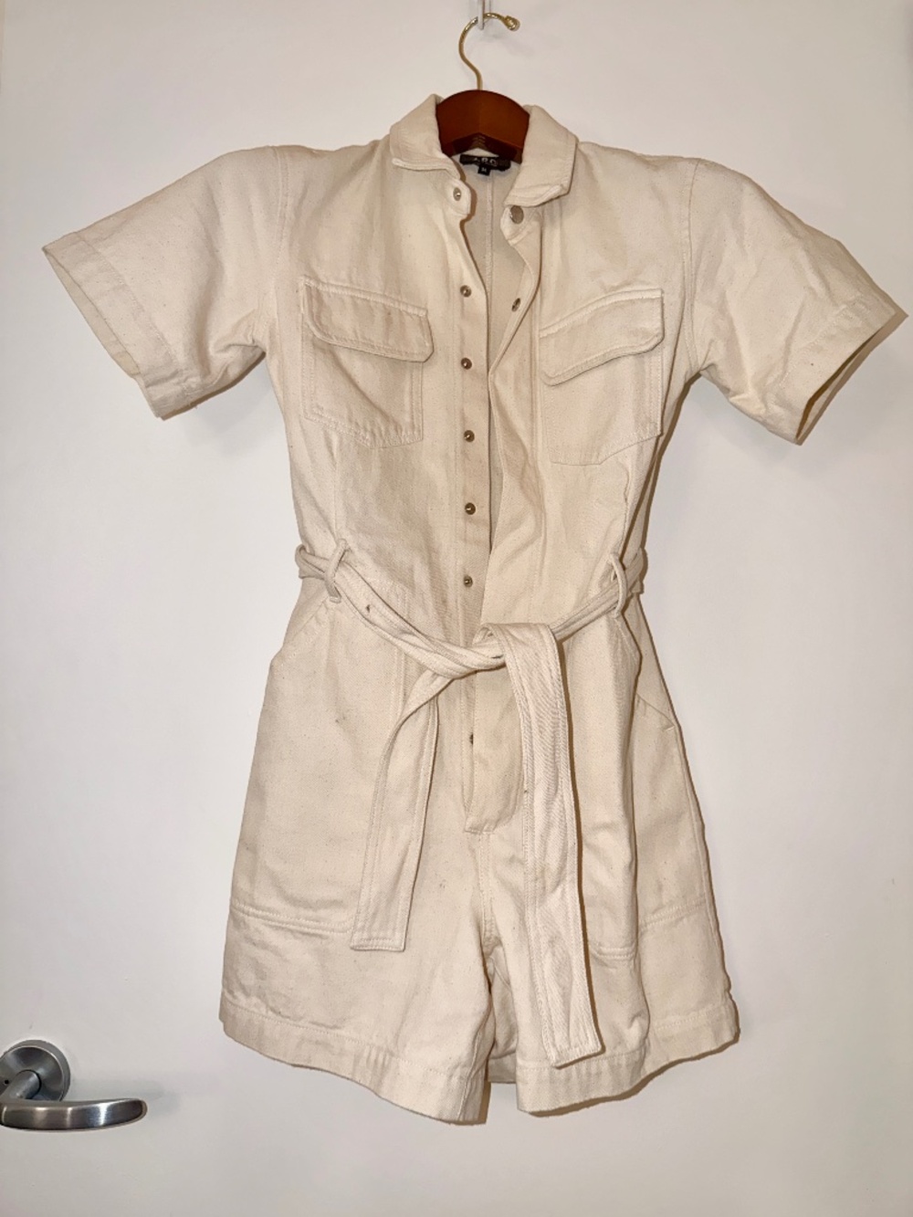 A.P.C. Ecru Canvas Jumpsuit Romper